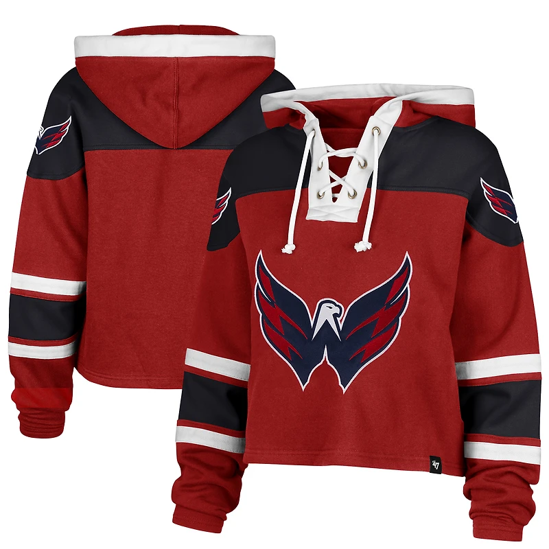 Sweat à capuche court lacets rouge '47 des Washington Capitals pour femme
