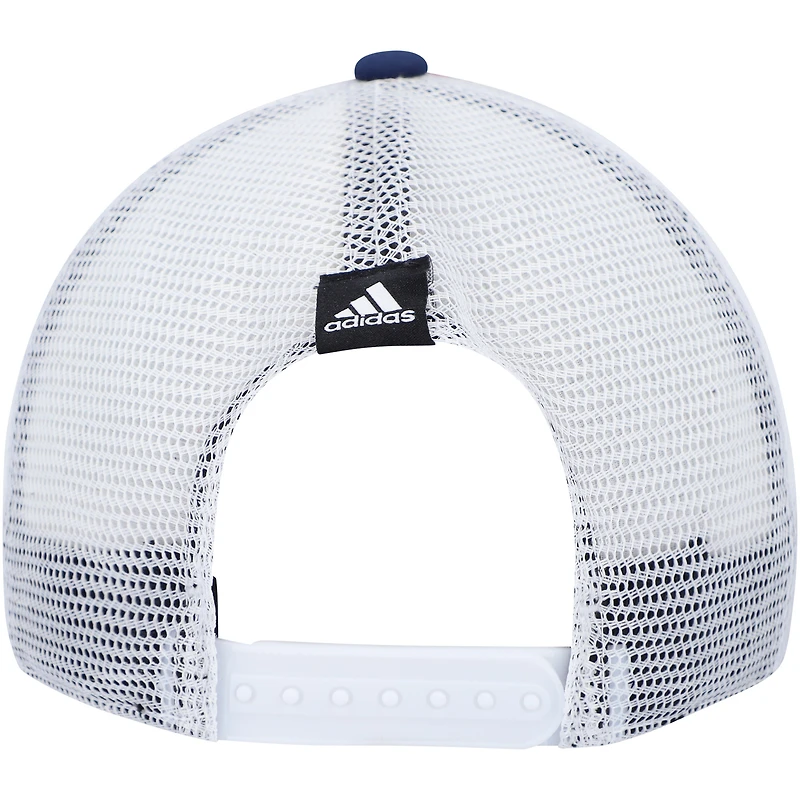 Casquette snapback de camionneur en mousse graphique Washington Capitals adidas bleu/blanc pour femme