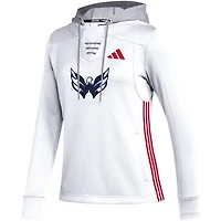 Women's adidas White Washington Capitals Refresh Skate Lace AEROREADY Pullover Hoodie