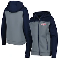 Veste à glissière pleine longueur Antigua Navy/Grey Washington Capitals Protect pour femme