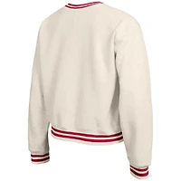 Sweat-shirt à col rond Champion crème pour femme, motif Bold Laurels des Washington Capitals, en fil tissé inversé.