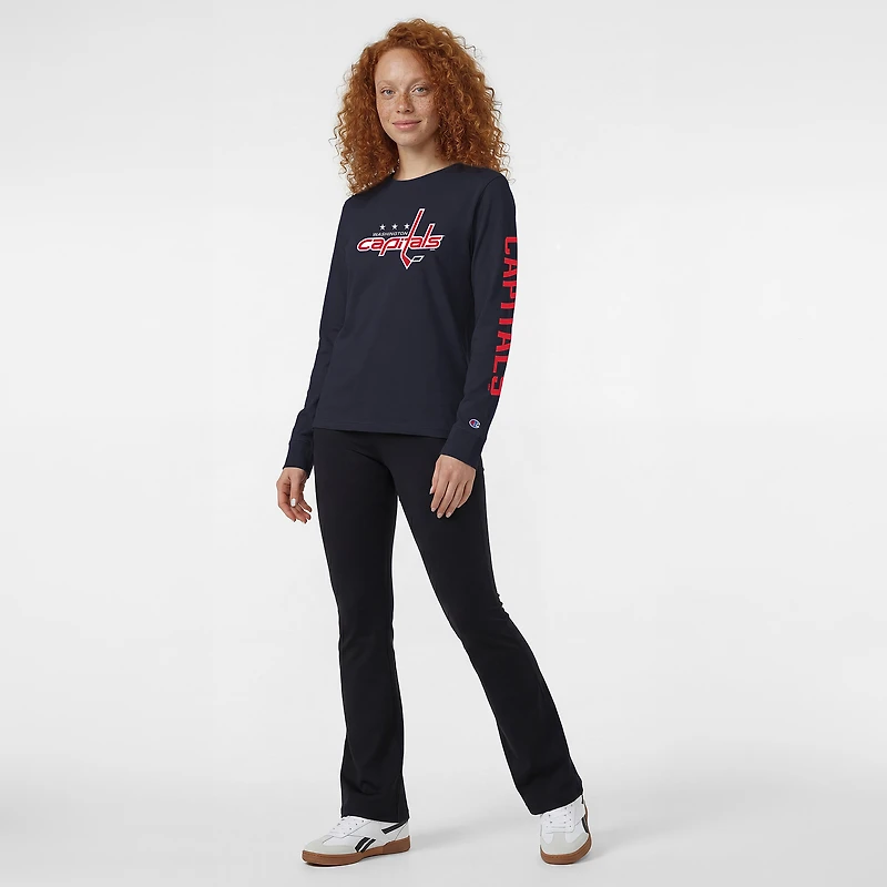 Women's Champion  Navy Washington Capitals 2-Hit Long Sleeve T-Shirt