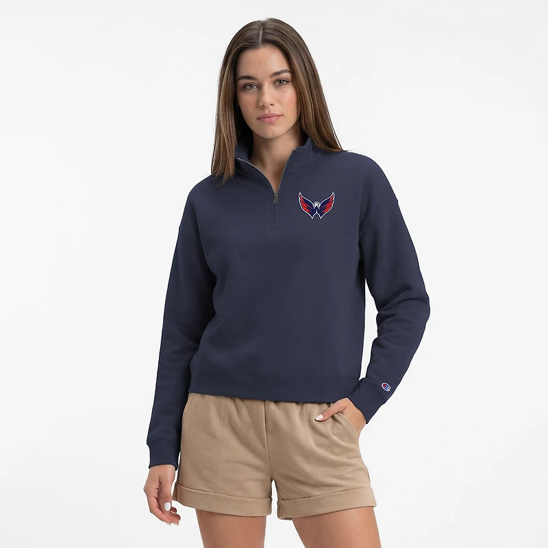 Sweat-shirt à col zippé Champion bleu marine Washington Capitals pour femme