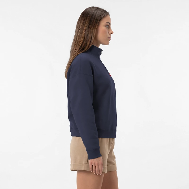 Women's Champion Navy Washington Capitals Powerblend Quarter-Zip Sweatshirt