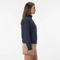 Women's Champion  Navy Washington Capitals Powerblend Quarter-Zip Sweatshirt