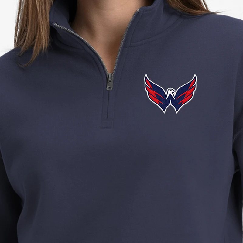 Women's Champion Navy Washington Capitals Powerblend Quarter-Zip Sweatshirt