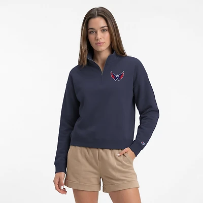 Sweat-shirt à col zippé Champion bleu marine Washington Capitals pour femme