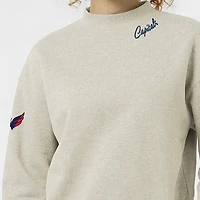 Women's Champion  Oatmeal Washington Capitals Collar Script Triumph Fleece Tri-Blend Sweatshirt