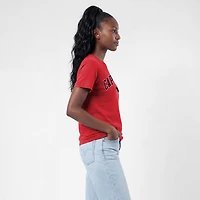 Women's Champion  Red Washington Capitals Arch Mascot Logo T-Shirt