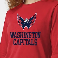Women's Champion  Red Washington Capitals Wordmark Lockup Long Sleeve T-Shirt