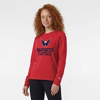 Women's Champion  Red Washington Capitals Wordmark Lockup Long Sleeve T-Shirt