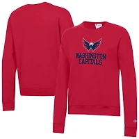 Women's Champion  Red Washington Capitals Wordmark Lockup Powerblend Sweatshirt