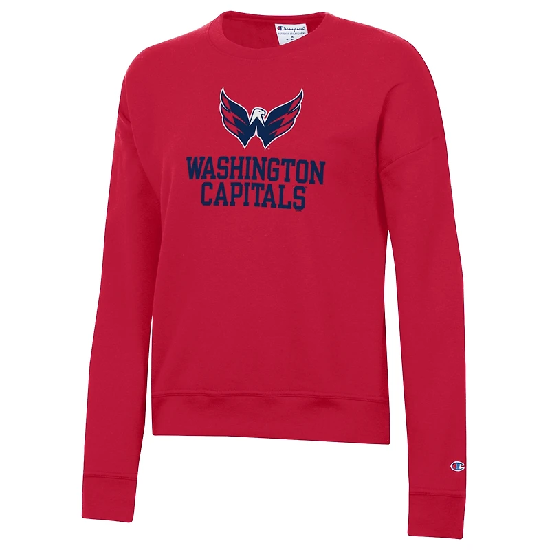 Women's Champion  Red Washington Capitals Wordmark Lockup Powerblend Sweatshirt