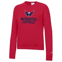 Women's Champion  Red Washington Capitals Wordmark Lockup Powerblend Sweatshirt