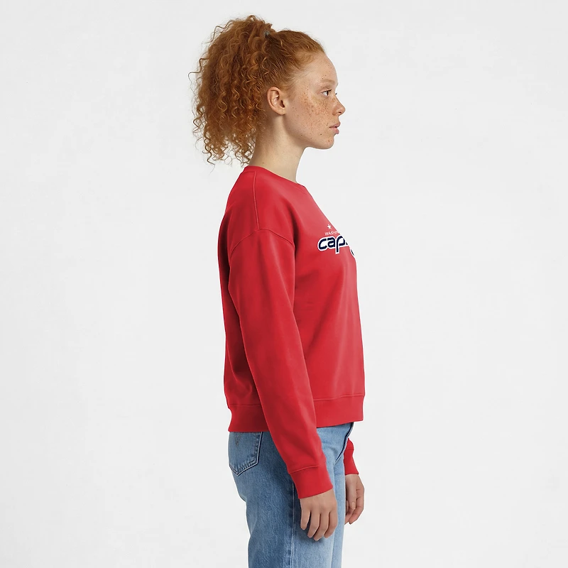 Women's Champion Red Washington Capitals Wordmark Lockup Powerblend Sweatshirt