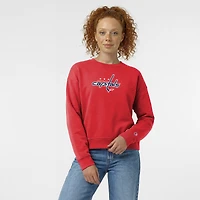 Sweat-shirt Champion rouge Washington Capitals Wordmark Lockup Powerblend pour femme
