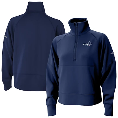 Pull Columbia bleu marine Washington Capitals Wickhams Hills Raglan Omni-Wick à demi-zip pour femme