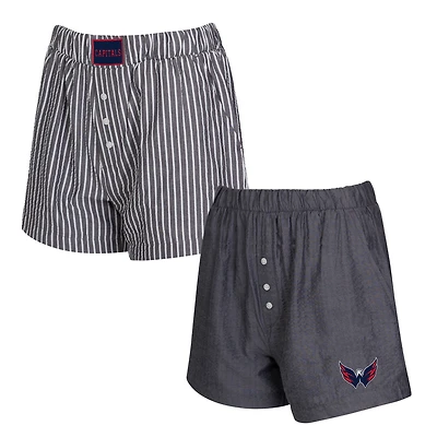 Women's Concepts Sport  Charcoal Washington Capitals Two-Pack Boxer Shorts Set