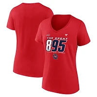 T-shirt à col en V The Great 895 pour femmes, fanatiques de la LNH, Alexander Ovechkin, meilleur buteur tous les temps des Capitals Washington