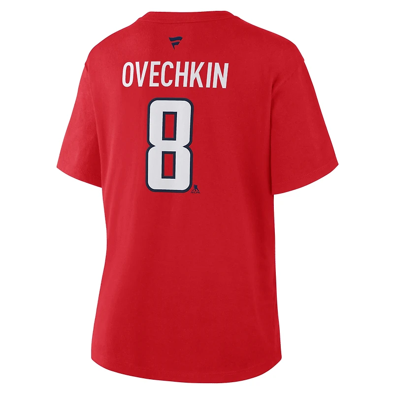 Women's Fanatics Alexander Ovechkin Red Washington Capitals Authentic Stack Name & Number T-Shirt