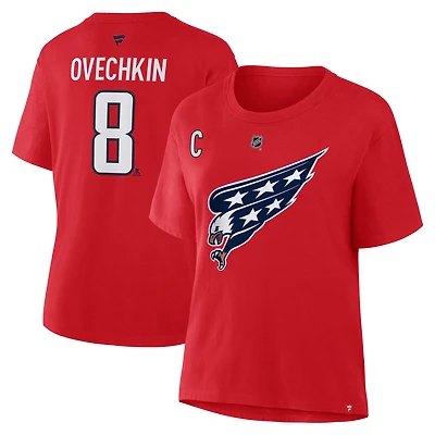 T-shirt authentique rouge avec nom et numéro de pile des Capitals Washington pour femmes Fanatics Alexander Ovechkin