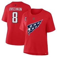 T-shirt authentique rouge avec nom et numéro de pile des Capitals Washington pour femmes Fanatics Alexander Ovechkin