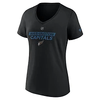 T-shirt col en V authentique Pro Alt des Capitals de Washington Fanatics pour femme, noir