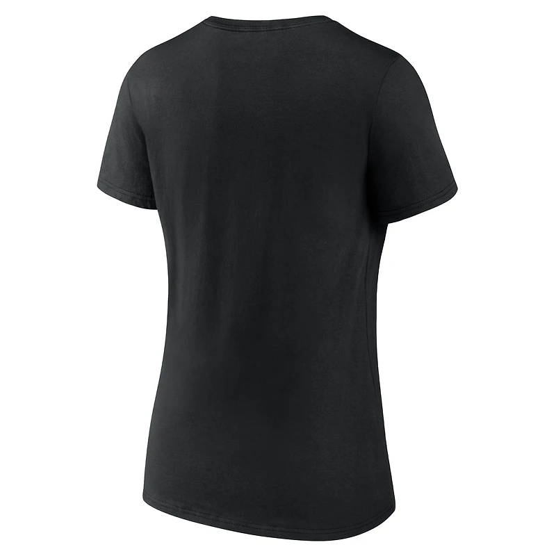 T-shirt col en V authentique Pro Alt des Capitals de Washington Fanatics pour femme, noir