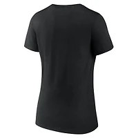 T-shirt col en V authentique Pro Alt des Capitals de Washington Fanatics pour femme, noir