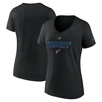 T-shirt col en V authentique Pro Alt des Capitals de Washington Fanatics pour femme, noir