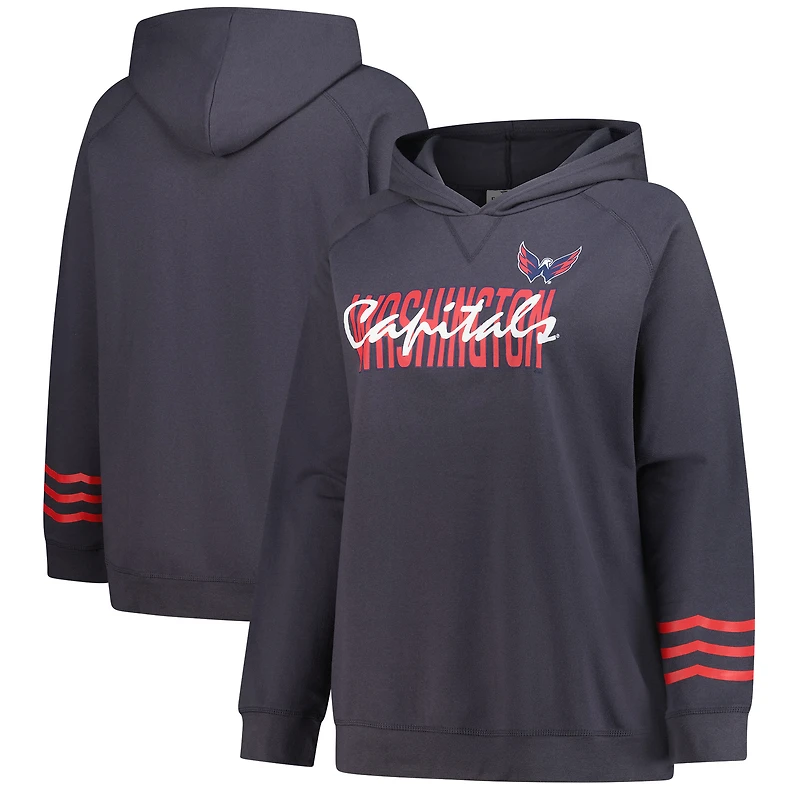 Sweat à capuche léger en polaire raglan grande taille pour femme Fanatics Charcoal Washington Capitals