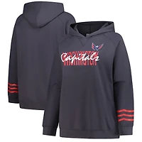 Sweat à capuche léger en polaire raglan grande taille pour femme Fanatics Charcoal Washington Capitals