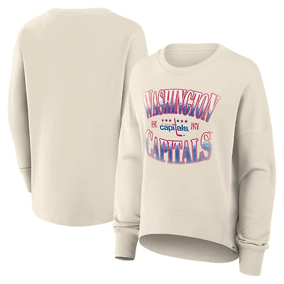 Women's Fanatics Cream Washington Capitals Oversized Vintage Slice Pullover Sweatshirt