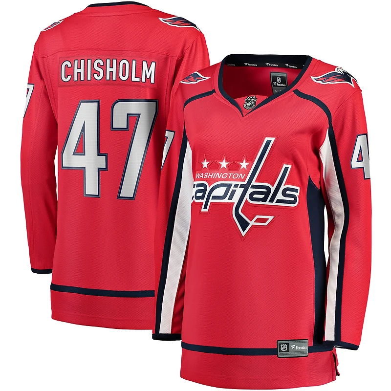 Maillot rouge à domicile des Capitals de Washington, Declan Chisholm, fanatiques féminines