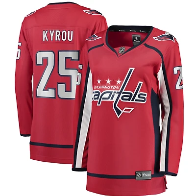 Maillot domicile Jordan Kyrou rouge des Capitals de Washington pour femmes (Fanatics).