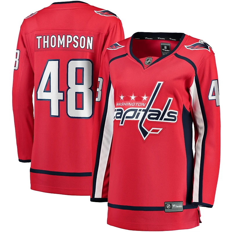 Maillot rouge à domicile des Capitals de Washington, Logan Thompson, fanatiques féminines