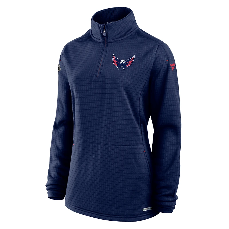 Women's Fanatics Navy Washington Capitals Authentic Pro Rink Quarter-Zip Pullover