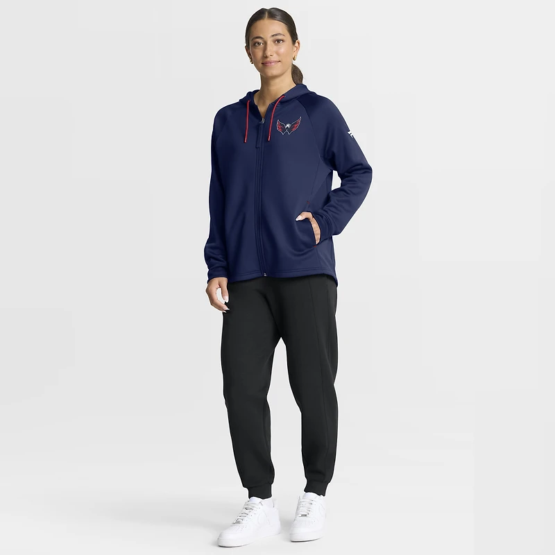 Sweat à capuche zippé entièrement Authentic Pro Rink pour femme Fanatics Navy des Capitals de Washington