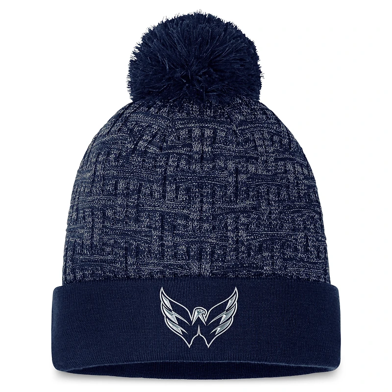 Women's Fanatics  Navy Washington Capitals Authentic Pro Road Cuffed Knit Hat with Pom