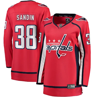Maillot d'échappée à domicile Fanatics Rasmus Sandin pour femmes, rouge, des Capitals de Washington