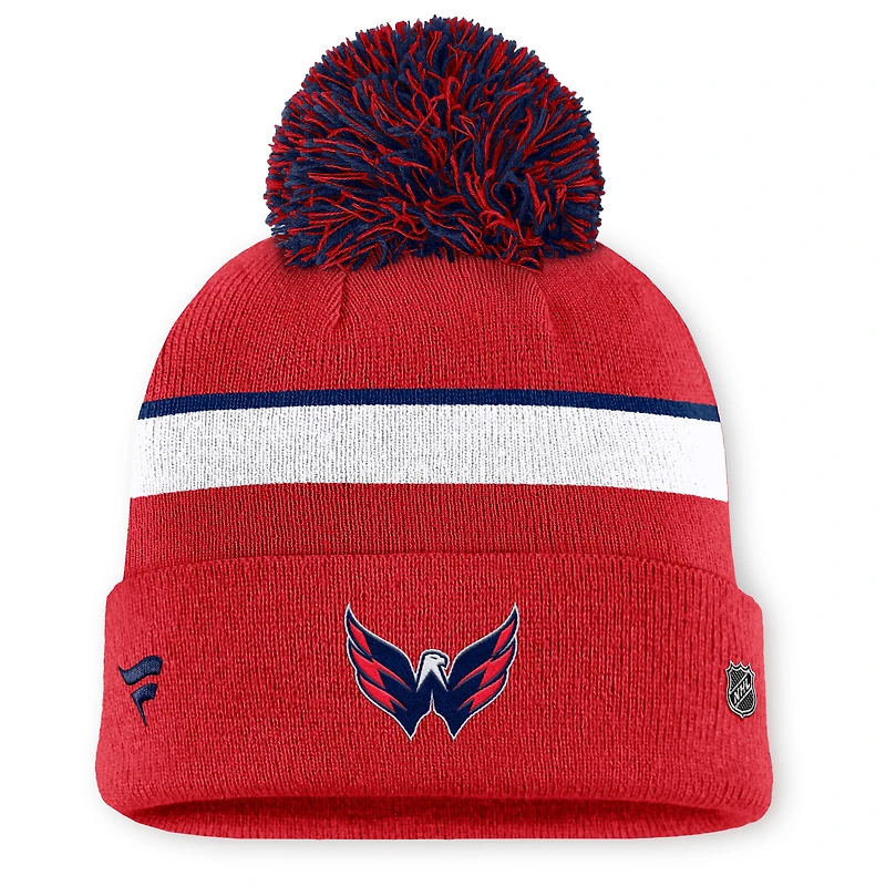 Women's Fanatics Red Washington Capitals Authentic Pro Rink Cuffed Knit Hat with Pom