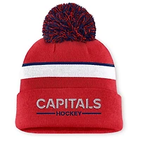Bonnet en tricot à revers authentique Pro Rink des Capitals de Washington Fanatics pour femmes avec pompon