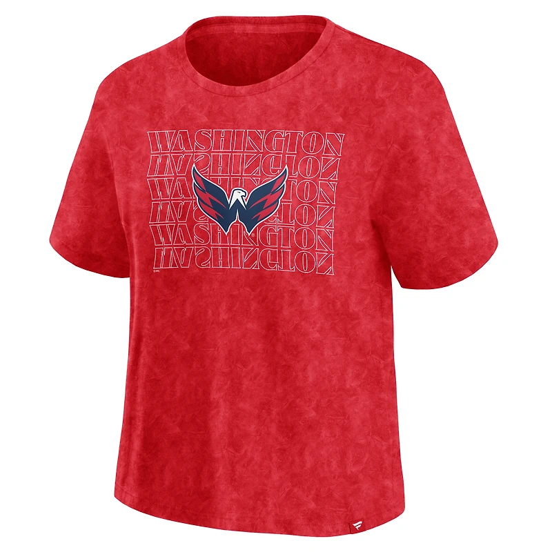 T-shirt délavé rouge pour femme Fanatics des Washington Capitals
