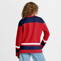 Women's Fanatics  Red Washington Capitals Icing Long Sleeve Lace Up Sweatshirt