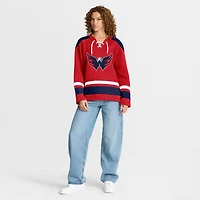 Women's Fanatics  Red Washington Capitals Icing Long Sleeve Lace Up Sweatshirt