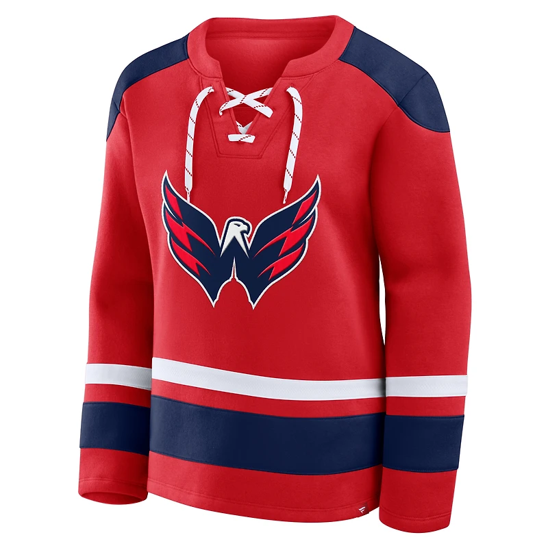 Women's Fanatics  Red Washington Capitals Icing Long Sleeve Lace Up Sweatshirt