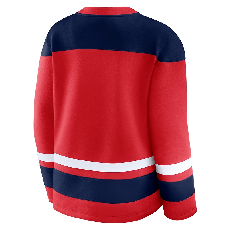 Women's Fanatics  Red Washington Capitals Icing Long Sleeve Lace Up Sweatshirt