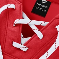 Women's Fanatics  Red Washington Capitals Icing Long Sleeve Lace Up Sweatshirt