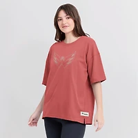 T-shirt surdimensionné rouge Fanatics pour femme des Capitals de Washington, motif Raw Edge Future Ground