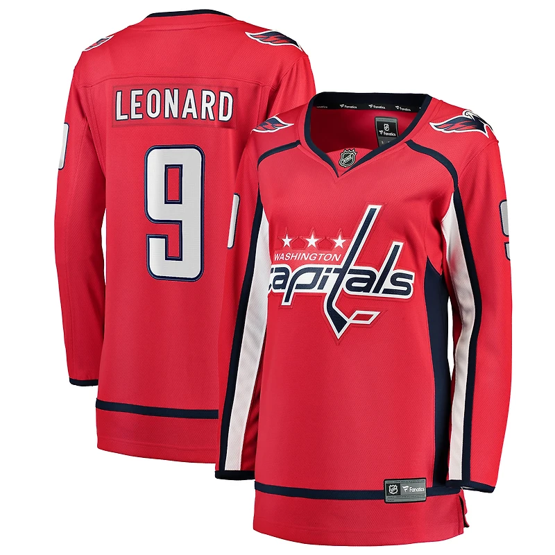 Maillot de joueur échappé à domicile des Capitals Washington, Ryan Leonard, fanatiques féminines